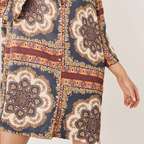 Spell X Elle Ferguson Rumor Print Shirt Dress in Regal - Picture 5 of 16